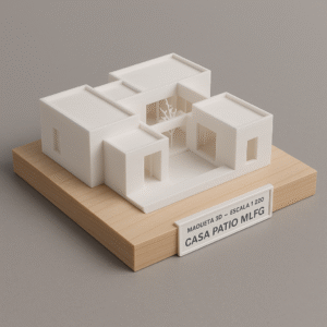 Maqueta 3D — Edificio «Casa Patio MLFG» (Escala 1:200)